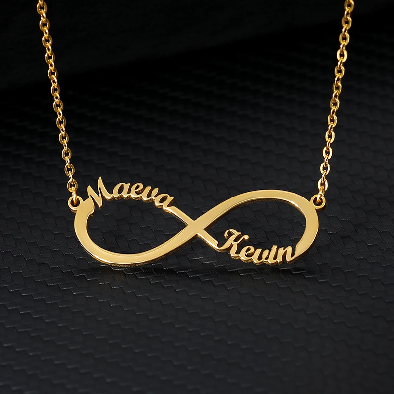 Нержавеющая сталь пользовательское имя ожерелье женщины персонализированные золотые Бесконечность Кулон дружба ожерелье BFF ювелирные изделия лучший друг подарок