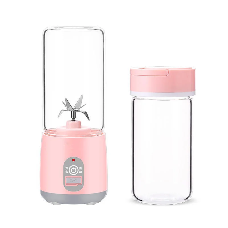 pink Double cup Портативная соковыжималка 400 мл Беспроводная Автоматическая многофункциональная мини USB перезаряжаемая соковая чаша для блендера резка, миксер кухонные инструменты - Цвет: pink Double cup
