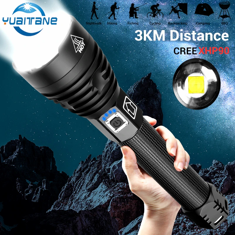 Ультраяркий светодиодный фонарик Xlamp XHP90.3 супер мощный USB XHP70 XHP50 фонафонарь с