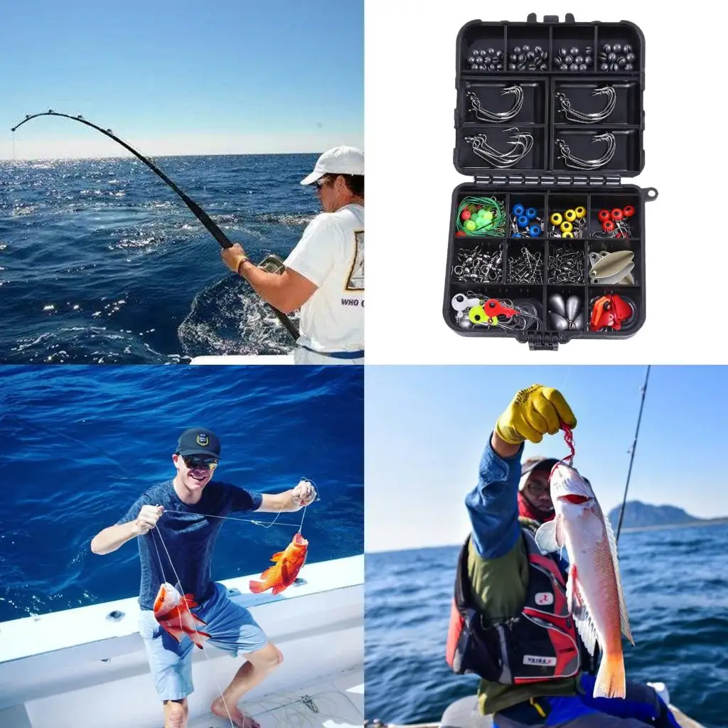 160/187pcs Fishing Accessories Kit Jig Hooks Fishing  Equipment Accessories Set for Freshwater Saltwater with Tackle Box