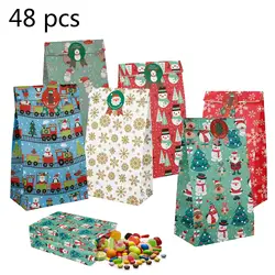 48 шт Рождественский крафт-бумажный мешок для выпечки, закуска, конфет, мешок для Адвента, календарей, вечерние подарочные пакеты на день