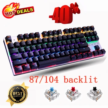 

Mechanical Keyboard 87/104 keys Blue Switch Gaming Keyboards for Tablet Desktop English sticker