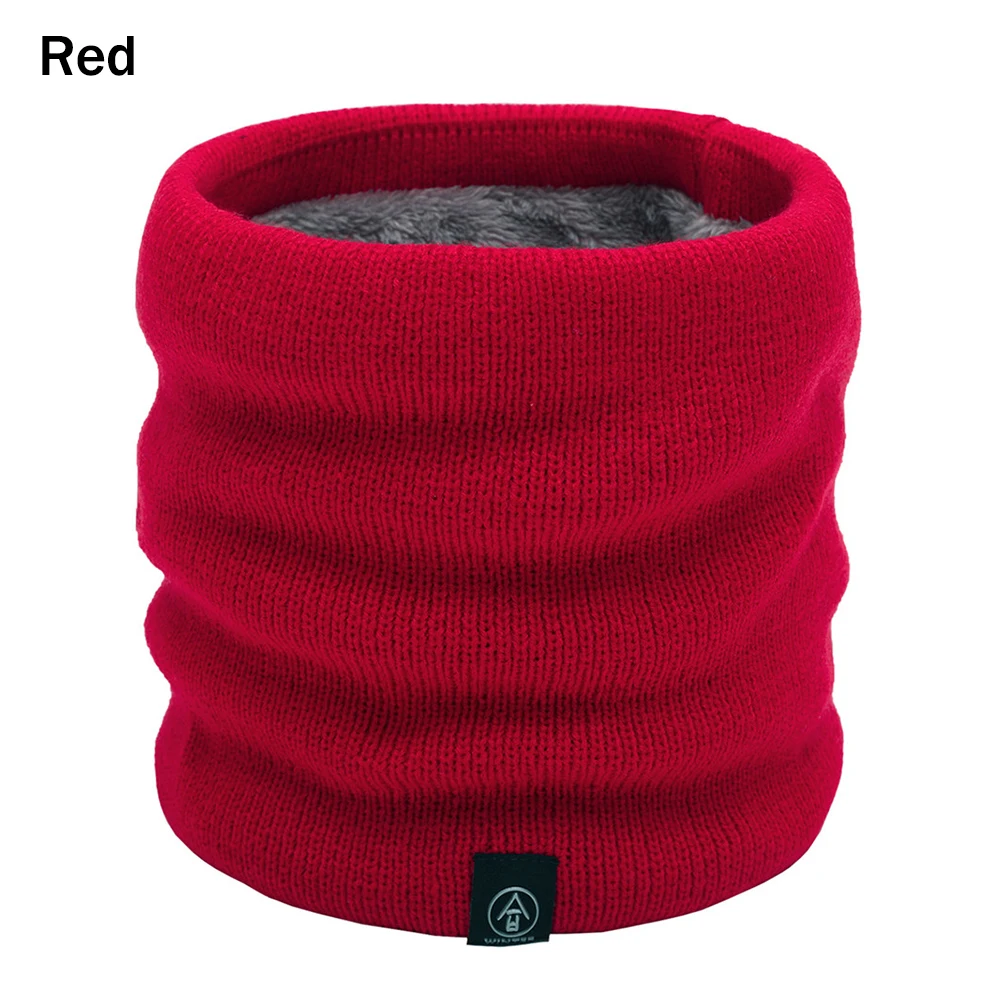 red 1 шт. вязаный Флисовый Шарф для шеи Лыжная Балаклава шапка теплая вязаная шапка Толстая шаль теплая круглая обертка аксессуары для улицы - Цвет: red