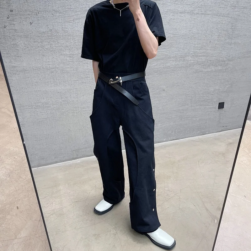 Men's Suits Straight Trousers Autumn And Winter New Personality Double Design Fashionable Fashionable Men's Leisure Loose Pants