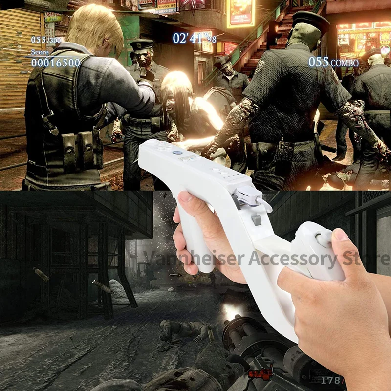 Pistola Zapper Per Nintendo Wii – Supporto Per Telecomando E Nunchuck, Colore Bianco