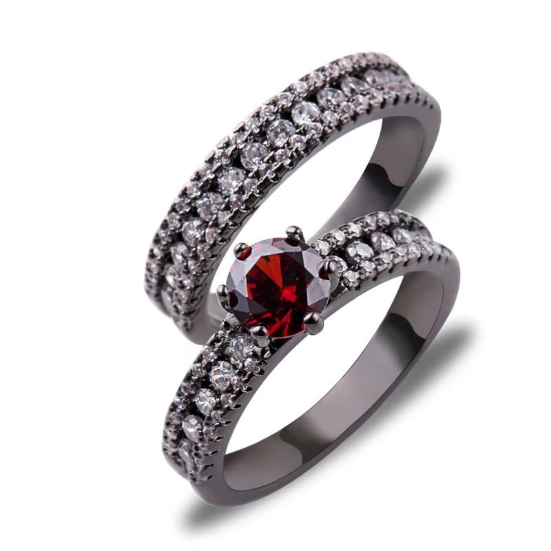 Парные кольца, кольца с короной для женщин, подарок на день рождения, модные кольца с черным пистолетом и кубическим цирконием для помолвки/свадьбы, кольца для обещаний - Цвет основного камня: CR1348