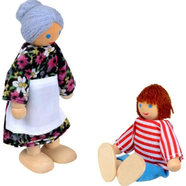 Cute Wooden Happy Family Dressed Puppet Flexible Joints Doll House Accessory Kids Toy Birthday Gift 4
