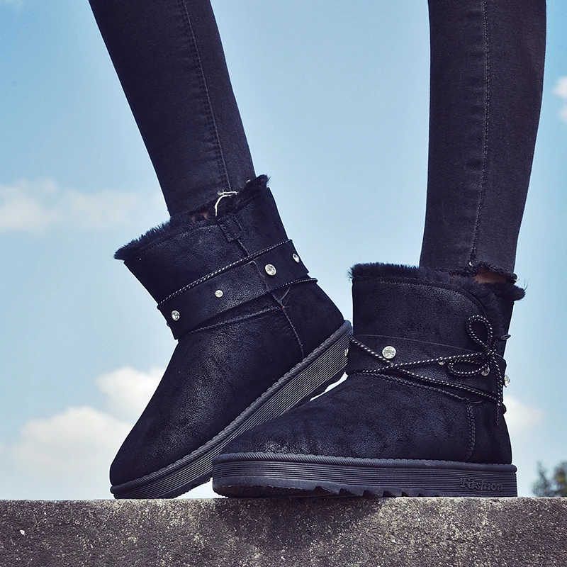 Women's Rubber Boots Booties Ladies Fashion Womens Shoes Winter Footwear Lace Up Boots-women Round Toe Low Heels booties