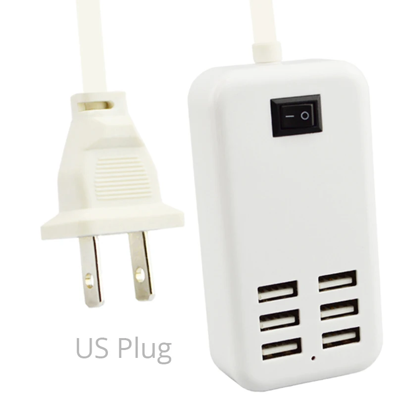 6 портов зарядное устройство USB разъем ЕС США для Xiaomi HuaWei iPhone телефон зарядка концентратор адаптер 5V6A Универсальный Мульти док-станция для зарядки с USB