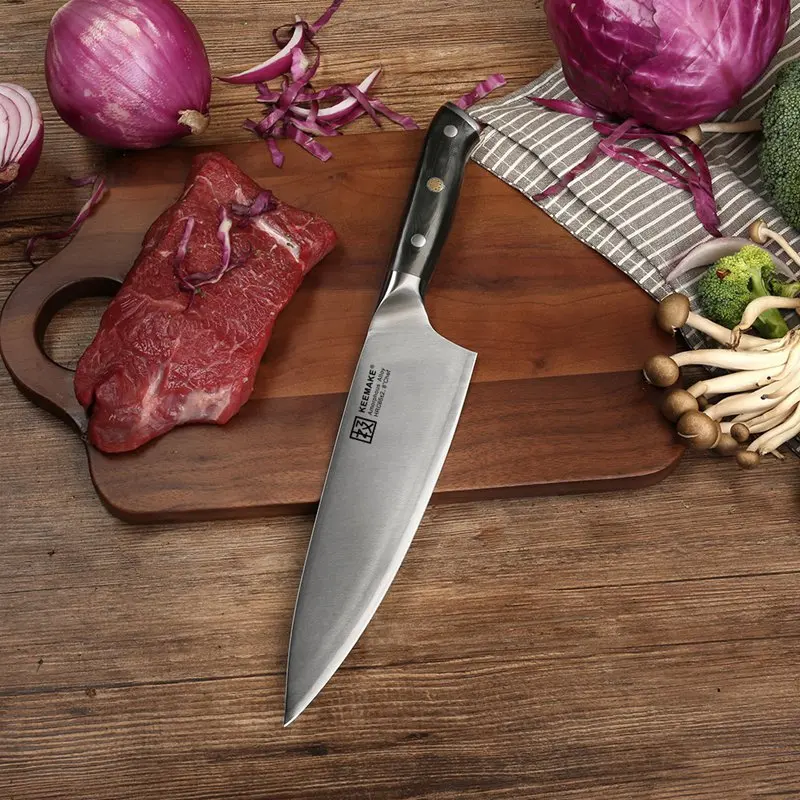 SUNNECKO нож шеф-повара кухонные ножи Жидкий металл сталь 65HRC сильная твердость Высокое качество 8 дюймов нож для резки G10+ S/S ручка