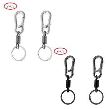 Günstig 2 Frühling Schlüssel Haken Kürbis Förmigen Metall Schnallen Durable Karabiner Clips Anti-Verloren Schlüsselbund Halter Verschlüsse Mit Retractable Key Ring