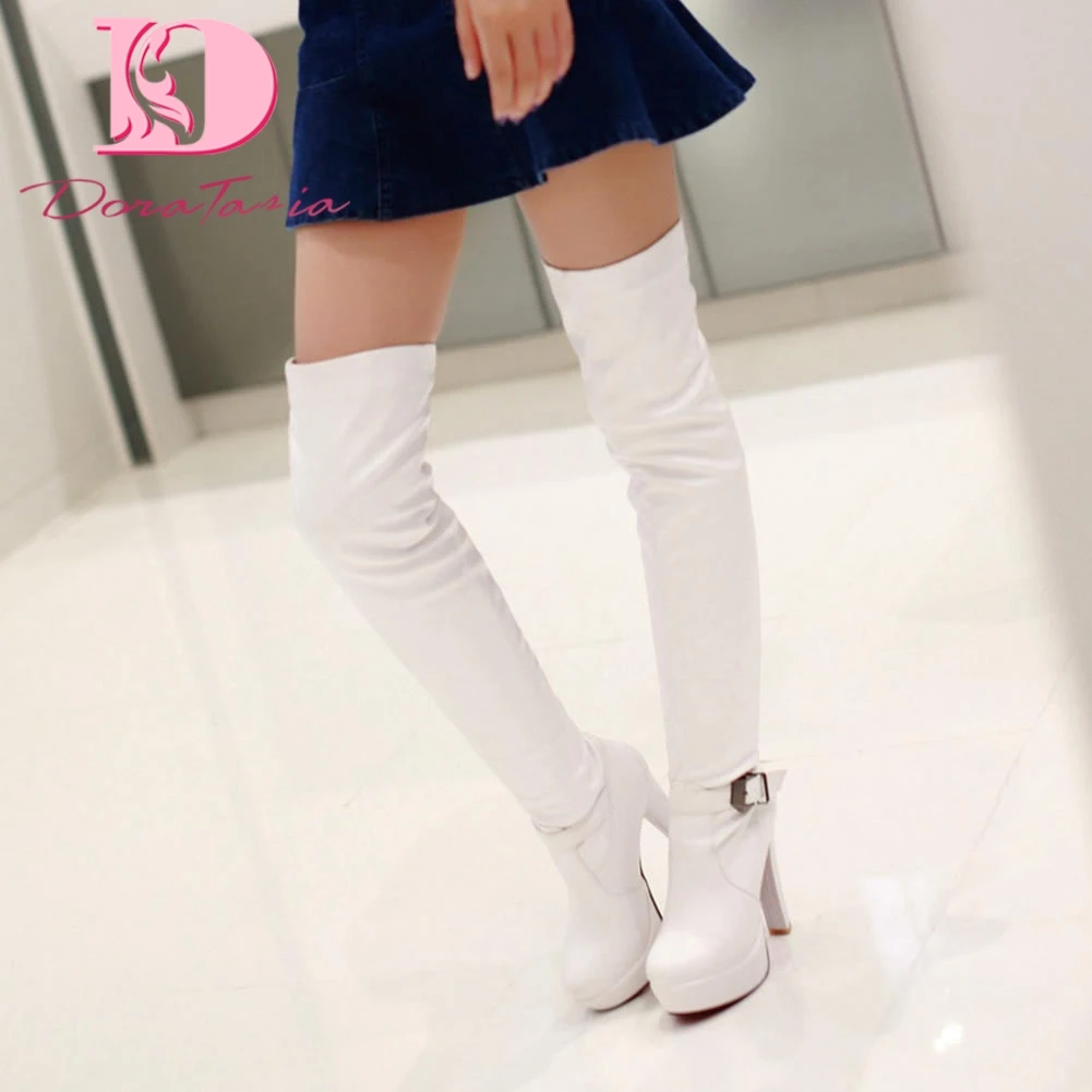 

Doratasia Large Size 43 Top Quality Fashion Boots Women Shoes Woman High Heels Sexy Platform Party Over The Knee Boot Female