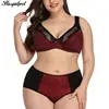 PlusGalpret Floral Print Lace Bra and Panty Set Women Sexy Lingerie Bra Set Intimates Ladies Underwear Set 85-110 D Cup XL-6XL ► Photo 1/6