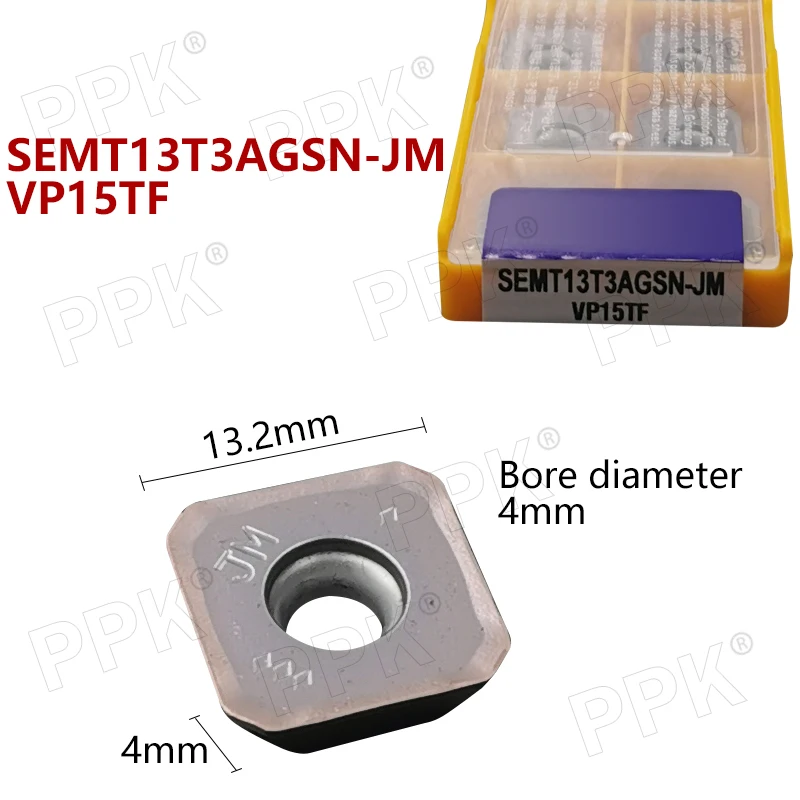

10pcs SEMT13T3AGSN-JM VP15TF Carbide Insert Metal Turning Tool Cutting Blade SEMT13T3AGSN
