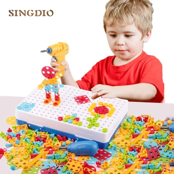 

Creative toddler learning toys early education construction electric drill screws puzzle assembled with nuts for children