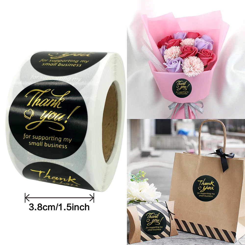 

500 шт., бумажные стикеры с надписью Thank You s 3,8 см