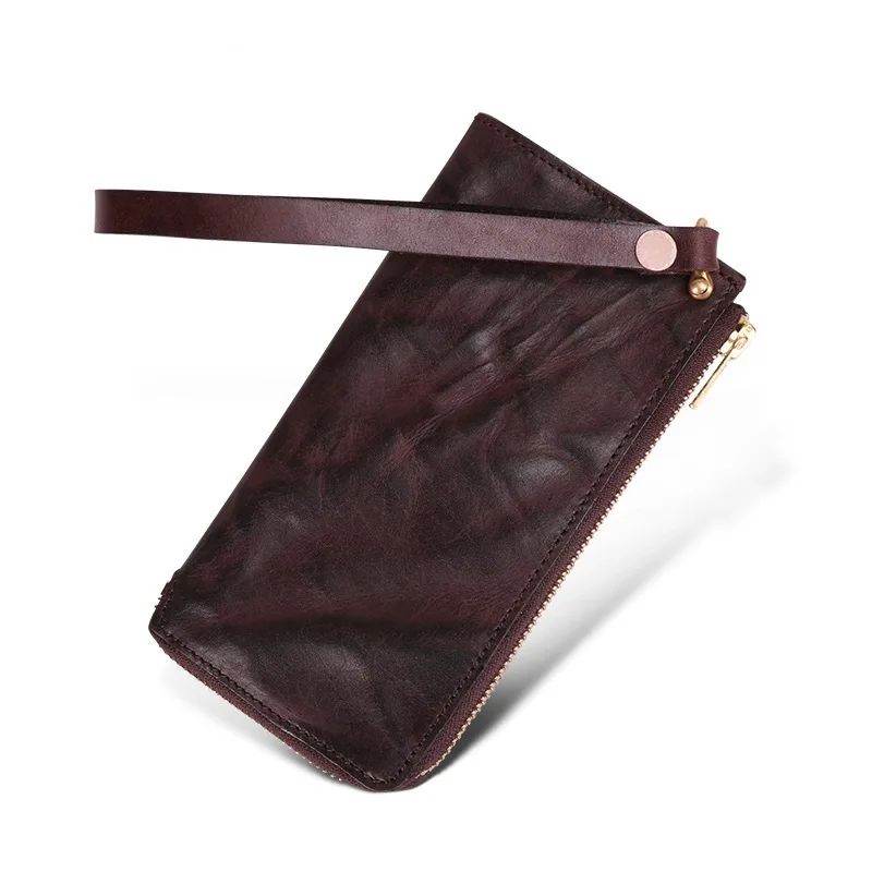 

Skeleton-skin Retro Handmade MEN'S Real-leather Bag MEN'S Wallet Business-Style Multi Card Bit Clutch Purse