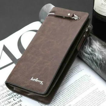 

Men Long Wallet Luxury Zip Clutch Credit Card Holder Purses Carteira Masculina Carteras Billetera Hombre Leather Money Portfe