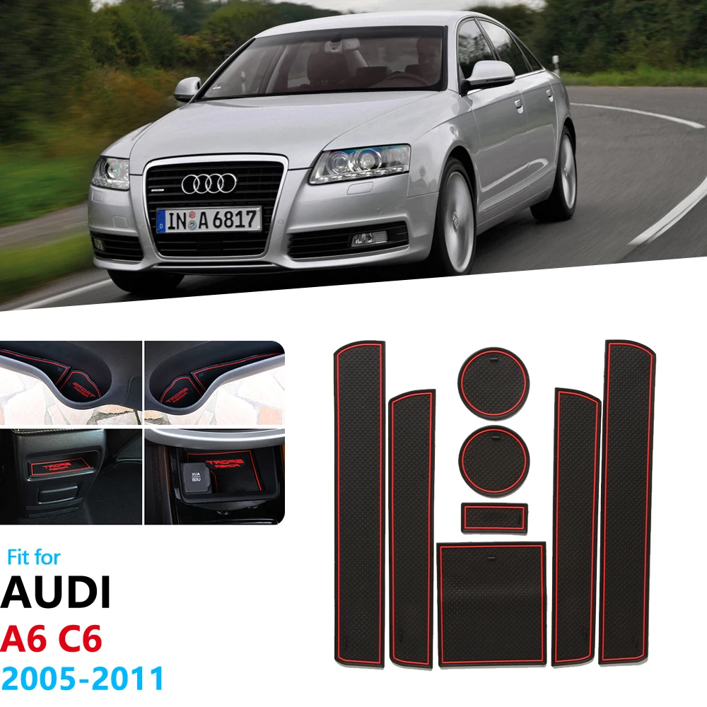 Противоскользящие резиновые коврики для затвора аксессуары Audi A6 C6 2005 2006 2007 2008 2009