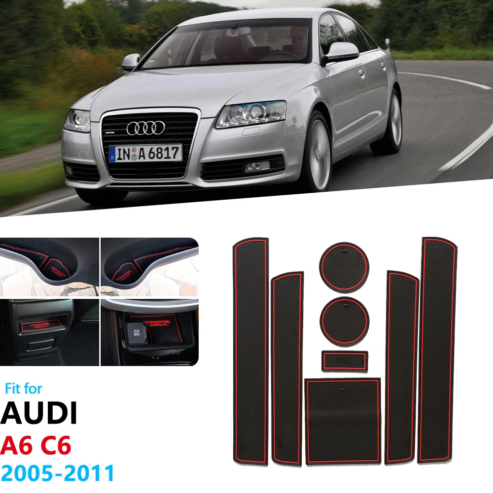 aksesuarlari audi a6 c6 2005 2006 2007 2008 2009 2010 2011 4f rs6 s6 s hatti rs 6 anti kaymaz kaucuk kapi yuvasi kupasi mat cikartmalar car stickers aliexpress