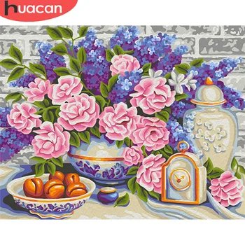 

HUACAN DIY Coloring By Numbers Flowers In Vase Pictures Canvas Oil Painting For Living Room Wall Art Home Decoration SZGD492