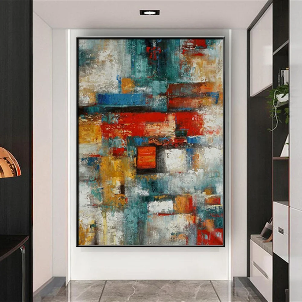 

Abstract Scarlet Mural Hand-painted Oil Painting Abstract Vintige Canvas Paintings Modern Home Decoration Living Room Wall Art