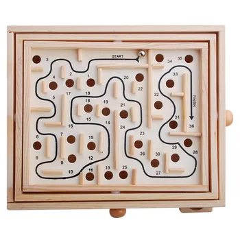 

Wood Labyrinth Game, Table Maze/Balance Board Table Maze Solitaire Game for Kids and Adults