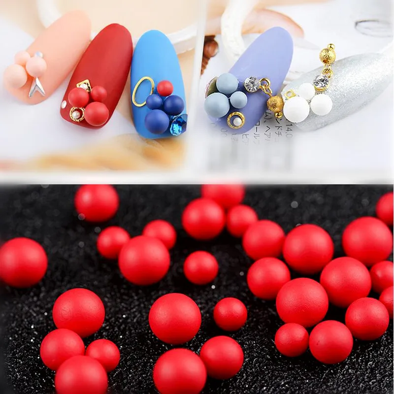 30pcs Colorful Seashell Pearl Nail Rhinestone Matte Bead Matte Resin Rubber Ball Multi-size 3D Manicure Nail Art Decoration