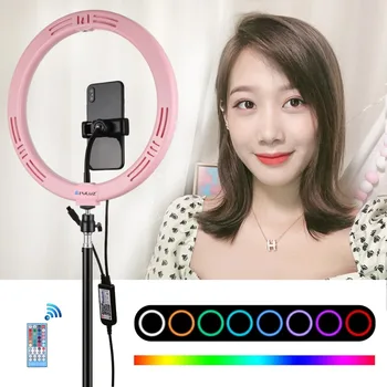 

PULUZ PU458B PU458F for Youtube Live Stream 11.8 Inch Dimmable bluetooth APP Control Remote Control LED Video Ring Light