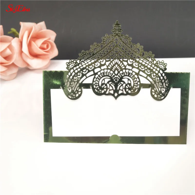 bright green 100 шт. модные кружевные свадебные украшения приглашения, имя стола, поздравительная открытка, Детские вечерние принадлежности для душа 5zSH935 - Цвет: bright green