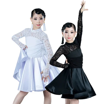 

Latin Dance Dress Kids Lace Stitching Salsa Samba Cha Cha Ballroom Practice Wear Tango Rumba Rave Performance Clothing DC4617
