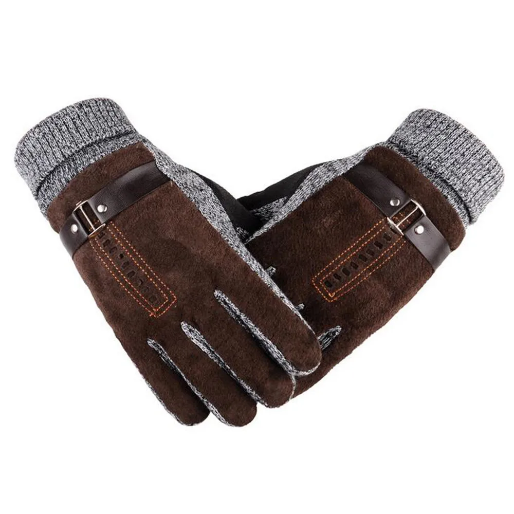 Мужские зимние перчатки из искусственной кожи Guantes с сенсорным экраном, толстые перчатки для вождения, мужские мотоциклетные теплые перчатки guantes - Цвет: D