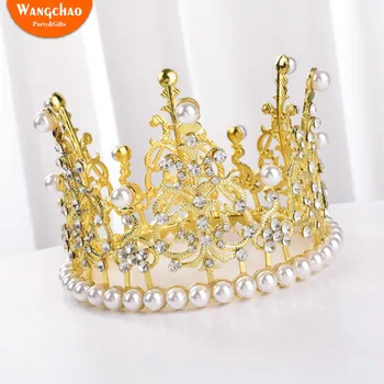 

12*7.5cm Pearl Diamond Crown Cake Topper Queen Princess Happy Birthday Cake Topper Wedding Decoration for Women Party Supplies