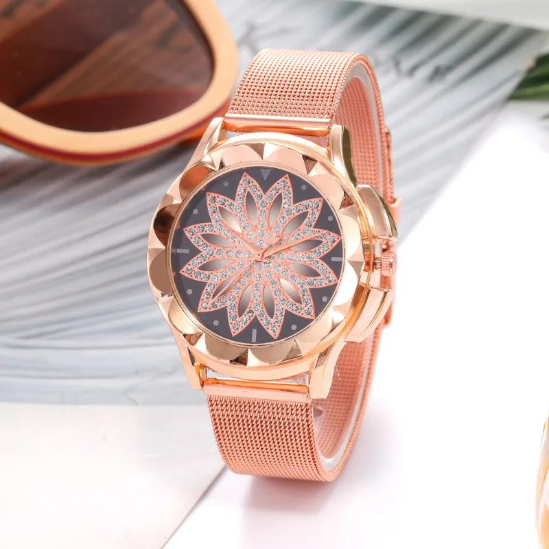 Fashion Alloy Mesh Strap Watch Creative Flower Shape Simple Three-Hand Quartz Watches | Наручные часы