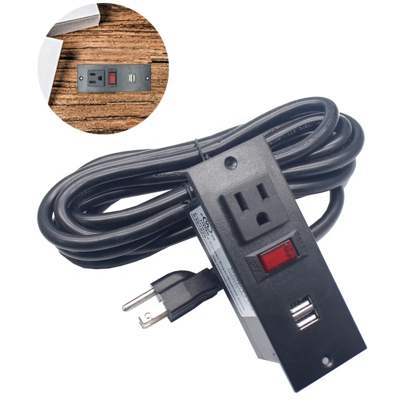 Встраиваемая сетевая втулка для кабинета Рабочий стол с выключателем 1 US outlet1 2