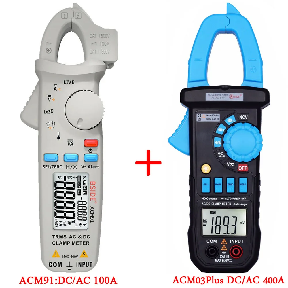Ультра-портативный цифровой клещи True-DC AC Ток 100A 1mA точность амперметр Авто Диапазон мультиметр вольтметр тестер - Цвет: ACM91-ACM03PLUS