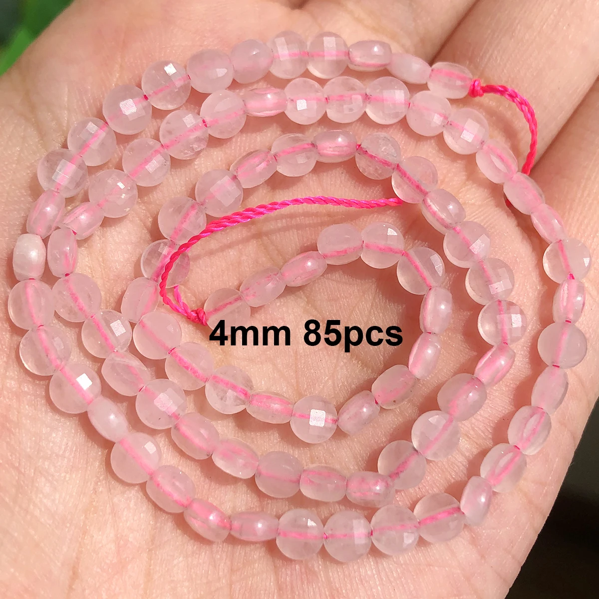 Natural Rose Quartz Beads Matte Pink Crystal Heart Faceted Round Loose Stone Beads for Jewelry Making DIY Handmade Bracelet