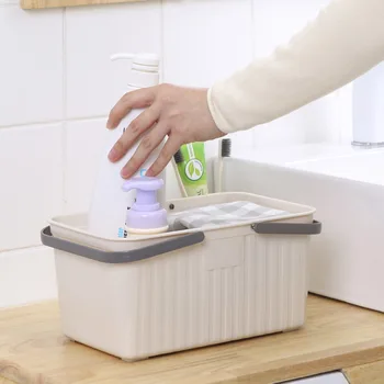 

Bathroom Desktop Bath Basket College Dormitory Storage Basket Plastic Bathing Basket Thickening Large Bath Baskets Hand