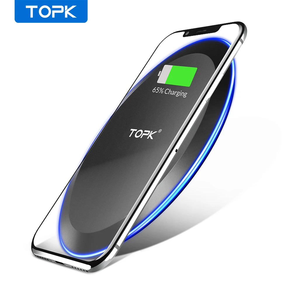 Беспроводное зарядное устройство TOPK 10 Вт для iPhone X Xs Max 8 Plus быстрая Беспроводная