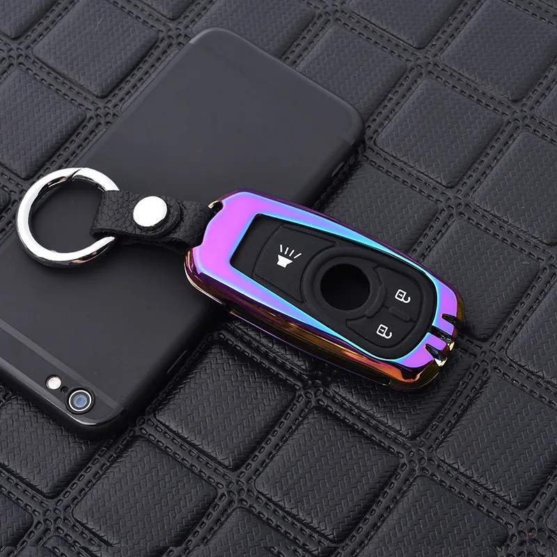 Zinc alloy+ silicone car key case Full cover For OPEL Astra Buick ENCORE ENVISION NEW LACROSSE Rings Protect Shell Car Styling - Color Name: E-rainbow