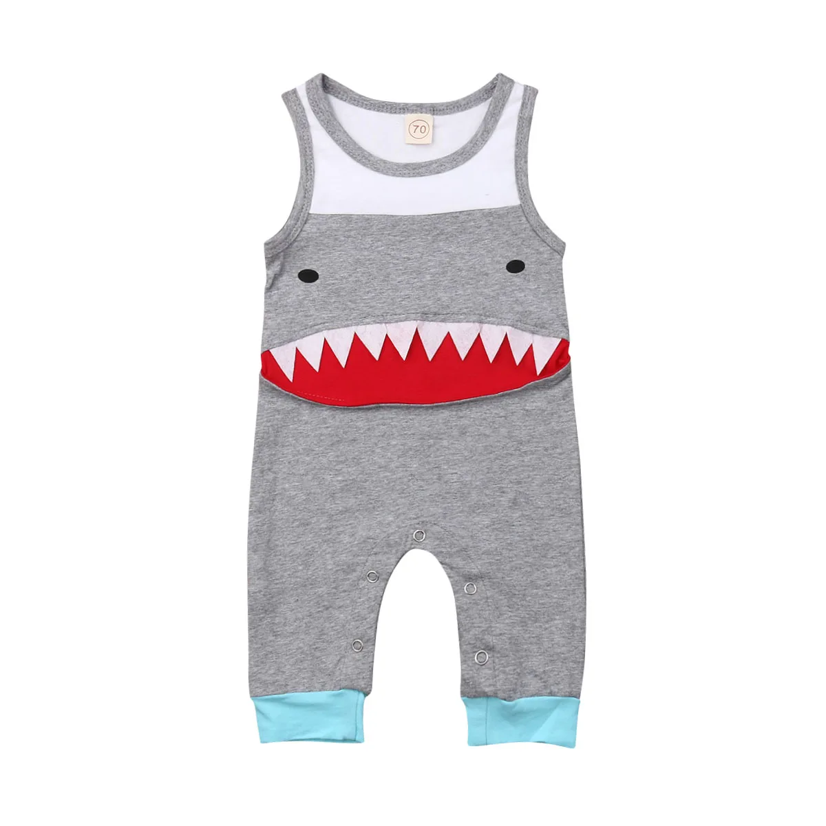 

0-18M Infant Newborn Baby Boy Girl Sleeveless Cartoon Shark Romper Jumpsuit Playsuit Outfits Summer Clothes