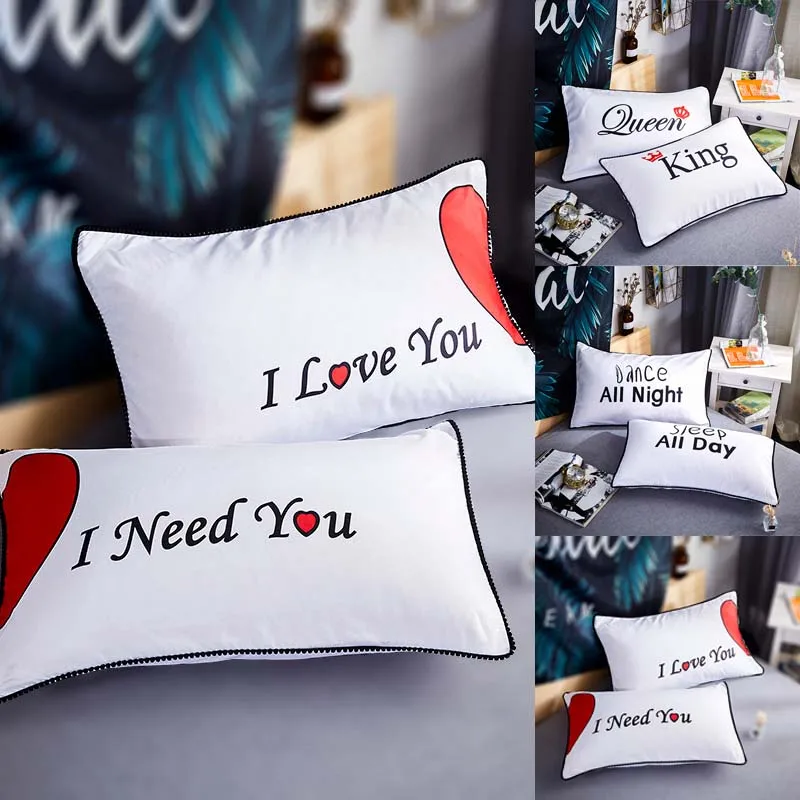 

English alphabet Couple Cushion Rectangle Pillow Cases Waist Cover soft minimalist cotton bedding for Lovers Valentine's Day D35