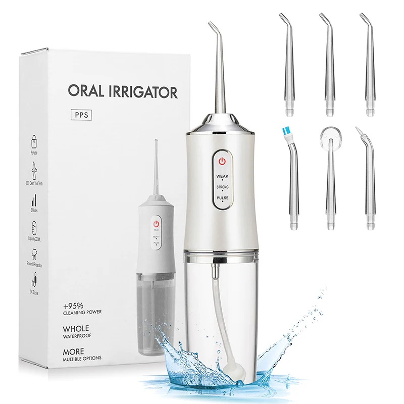 Irrigador Oral recargable por USB, 3 modos, chorro de agua Dental portátil, tanque de agua de 220ML, limpiador de dientes impermeable