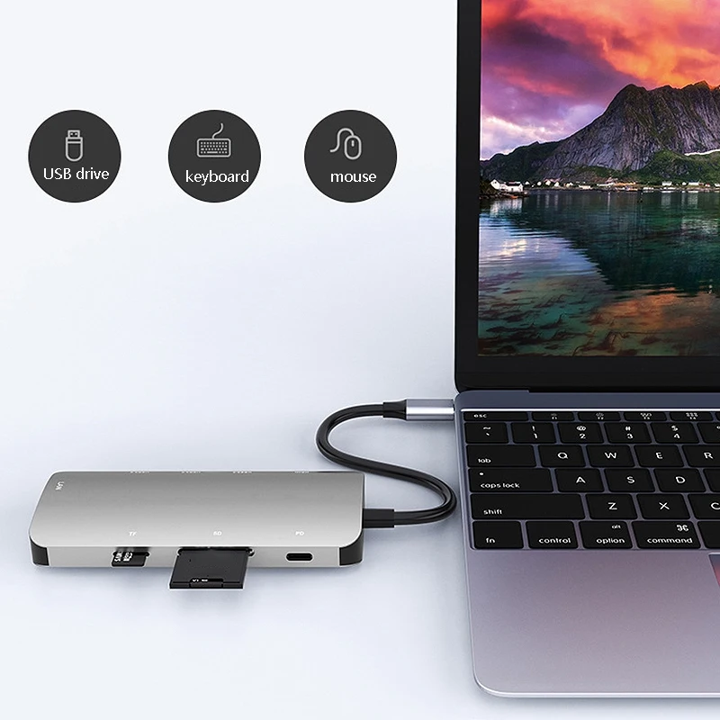 Док станция Тип с 8 в 1 3 портовый USB разветвитель/HDMI/Gigabit LAN PD|Док-станции для