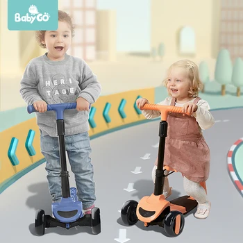 

BabyGo Children Scooter with 3 In 1 Removable Seat Scooters for 3 Wheel Kick Scooters Adjustable Height Kids Outdoor Sport Toy
