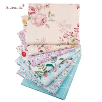 

7Pcs/Lot，Flower Printed Twill Cotton Fabric DIY Apparel Sewing Baby&Child's Bedding Pillow Muppet Toys Material 40x50cm