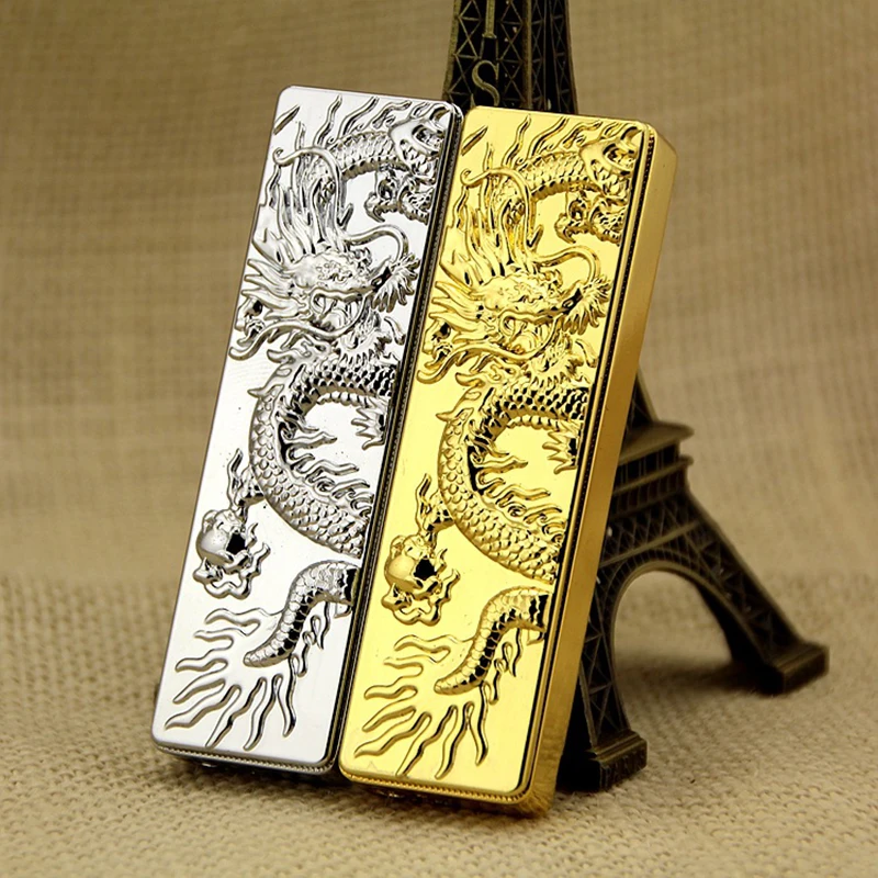 

Luxury Jet Torch Turbo Gold Lighter Embossed Dragon Metal Gas Pipe Compact Lighter Butane Cigar Cigarettes Lighter Gadget Man