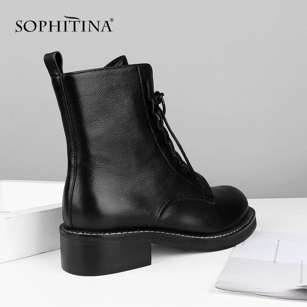 SOPHITINA/ботильоны на шнуровке Высококачественная женская обувь из натуральной