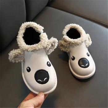 

Brand Baby Girls Boots Fur Warm Toddler Kids Snow Boots Winter Cute Dog Printed Baby Children Shoes Size 21-30