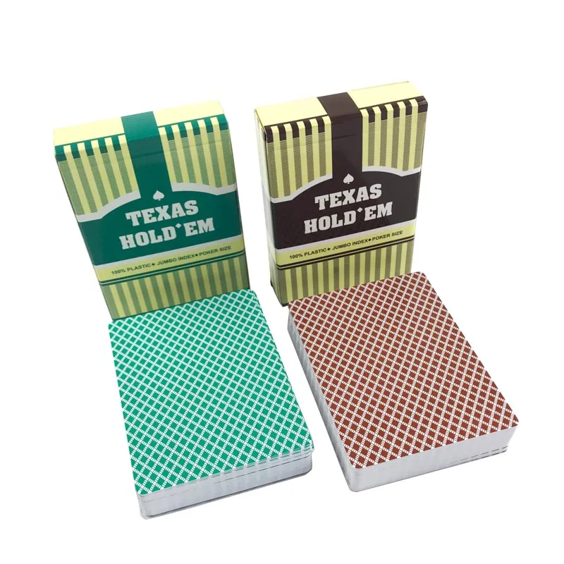 Easytoday 2PcsSet PVC Baccarat Texas Hold'em Plastic Playing Cards Frosting Poker Cards Green And Brown Table Games (1)